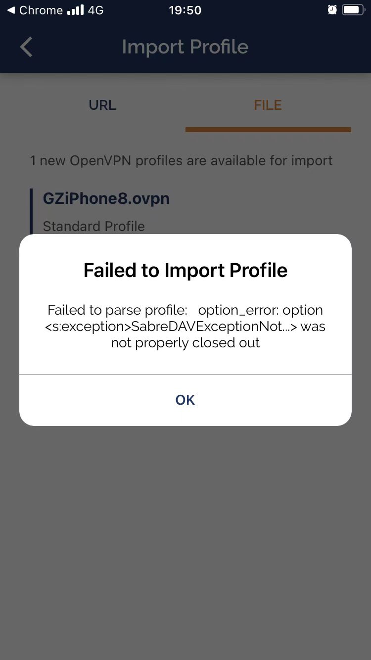  resolved IOS Failed To Import Profile OpenVPN Support Forum